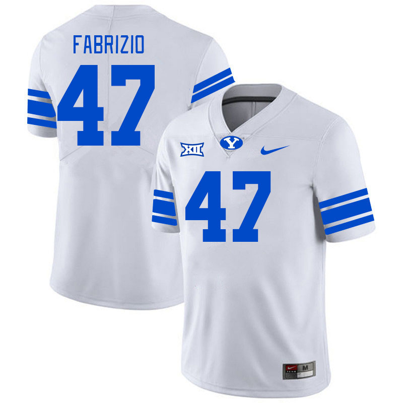 Men #47 Brock Fabrizio BYU Cougars College Football Jerseys Stitched Sale-White